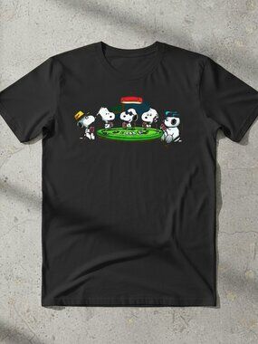 Cartoon Dog Poker Graphic T-Shirt | Funny Casino Night Tee | Unisex Streetwear